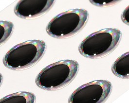 3D Epoxy Teardrop Eyes, Rainbow Silver, 9 mm
